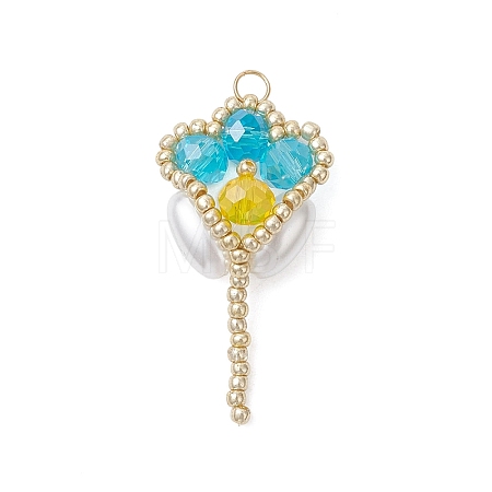 Glass Seed Beaded Tulip Pendants PALLOY-MZ01214-02-1