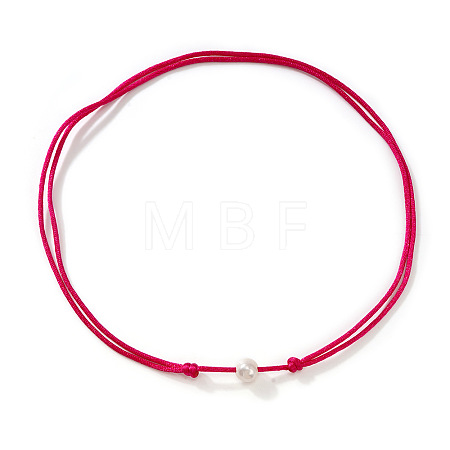 Imitation Pearl White Potato Pendant Adjustable Waxed Cord Necklaces for Women OH8963-6-1