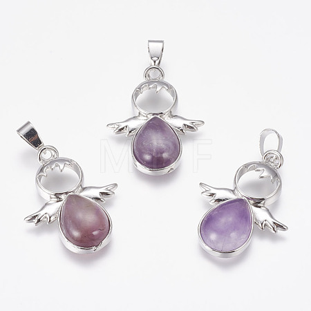 Natural Amethyst Pendants X-G-G651-A11-1