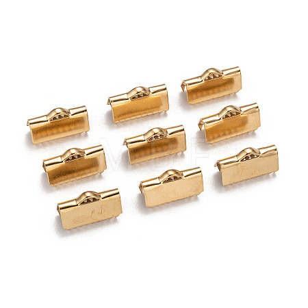 Ion Plating(IP) 304 Stainless Steel Ribbon Crimp Ends X-STAS-F098-04-1
