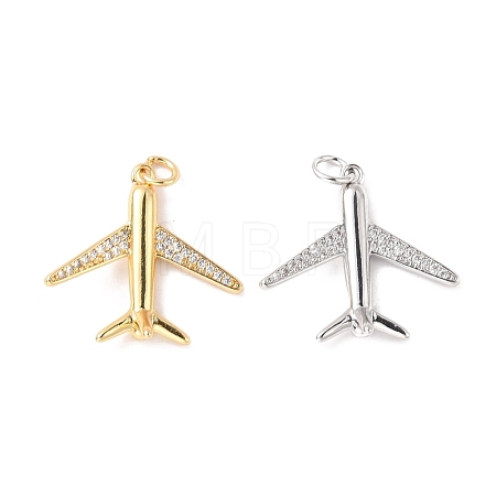 Rack Plating Brass Micro Pave Cubic Zirconia Pendants KK-B054-02-1