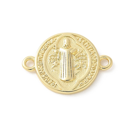 Brass Saint Benedict Medal Connector Charms KK-P294-01G-1