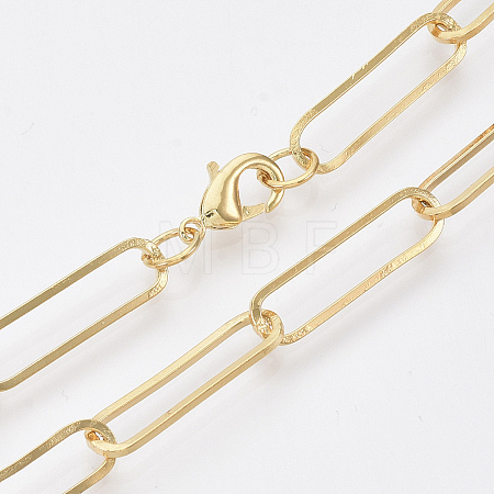 Brass Flat Oval Paperclip Chain Necklace Making MAK-S072-08A-G-1