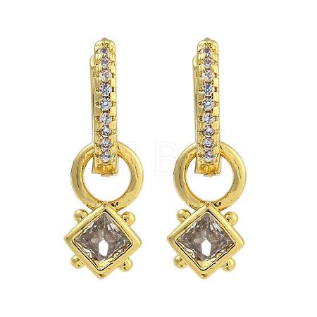 Rack Plating Brass Pave Clear Cubic Zirconia Hoop Earrings for Women EJEW-G410-47G-1