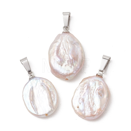 Natural Nucleated Baroque Keshi Pearl Pendants PALLOY-JF05470-02-1