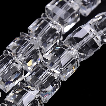 Faceted Cube Shaped Crystal Glass Beads Strands X-GLAA-F008-F01-1