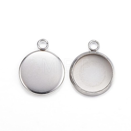 Non-Tarnish 304 Stainless Steel Pendant Cabochon Settings X-STAS-G127-13-10mm-P-1