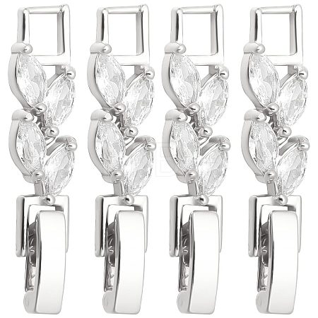 10Pcs Rack Plating Brass Clear Cubic Zirconia Watch Band Clasps KK-SC0003-11P-1