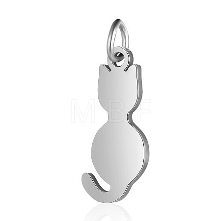 Tarnish Resistant 201 Stainless Steel Kitten Pendants STAS-S105-T551D-1-1