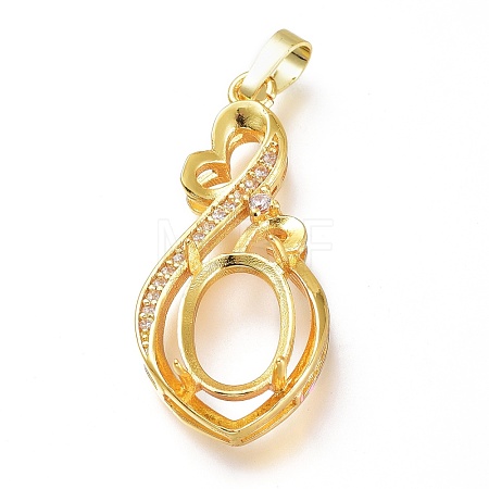 Brass Micro Pave Clear Cubic Zirconia Open Back Bezel Pendant Cabochon Settings ZIRC-I049-09G-1
