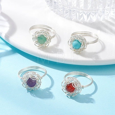 4Pcs 4 Styles Gemstone Finger Rings RJEW-TA00235-02-1