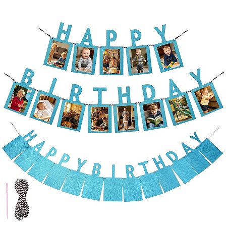 Paper Glitter Happy Birthday Photo Hanging Banner DIY-FZC0002-04D-1