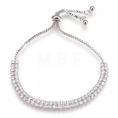 Brass Micro Pave Cubic Zirconia Bolo Tennis Bracelets BJEW-F334-P-1