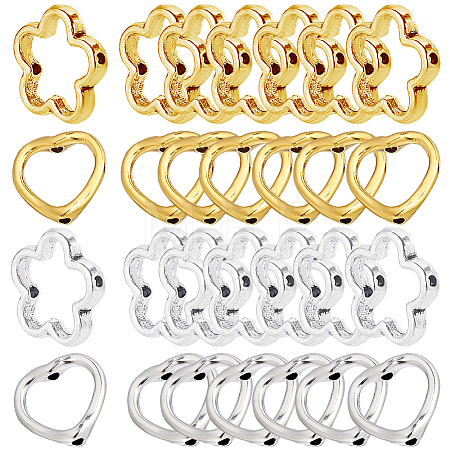 120Pcs 4 Styles Tibetan Style Alloy Bead Frames TIBE-SP0001-14-1