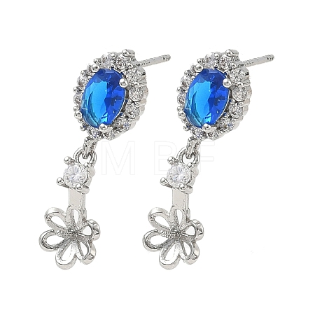 Brass Pave Cubic Zirconia Stud Earring Findings KK-C172-07P-1