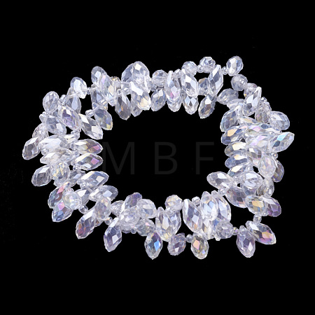 Electroplate Glass Faceted Teardrop Beads Strands EGLA-D014-01-1