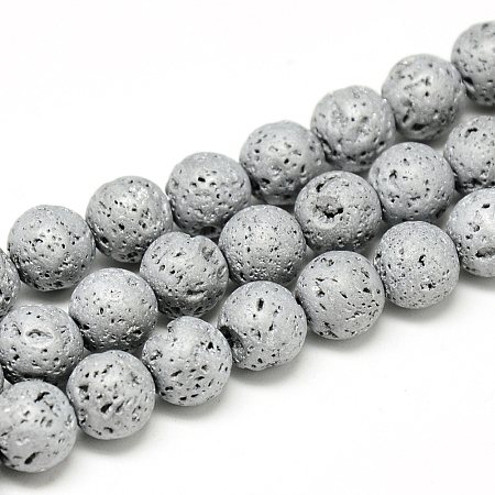 Electroplate Natural Lava Rock Beads Strands G-T058-03I-1