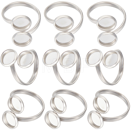 16Pcs 201 Stainless Steel Open Cuff Ring Findings RJEW-BBC0001-15-1