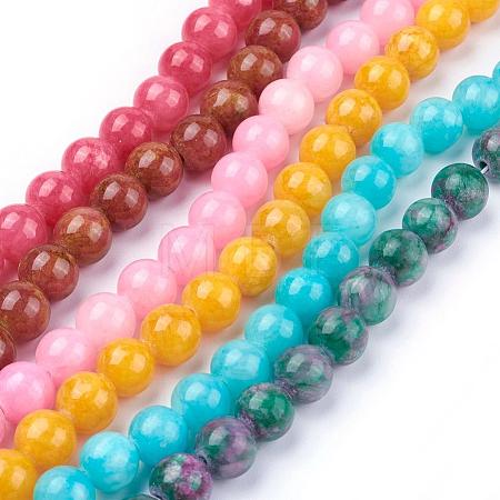 Natural Yellow Jade Beads Strands G-G598-8mm-YXS-1