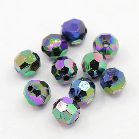 Plating Plastic Acrylic Faceted Round Beads PACR-L002-8mm-M-1