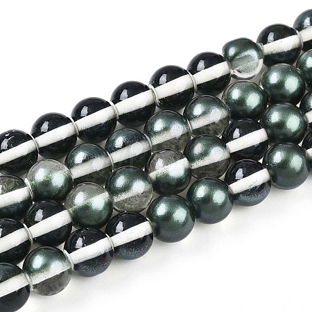 Baking Paint Transparent Glass Beads Strands DGLA-N011-8mm-07-1