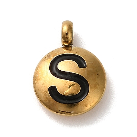 304 Stainless Steel Black Enamel Charms STAS-R009-01G-S-1