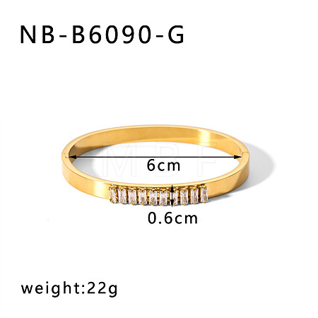 304 Stainless Steel Pave Cubic Zirconia Bangles FS-WG09E60-37-1