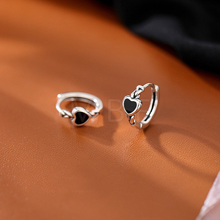 Heart Brass Enamel Hoop Earrings FS-WG22EC0-01-1