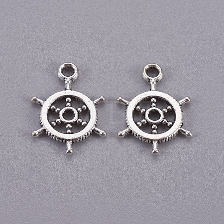 Tibetan Style Alloy Helm Pendants TIBEP-16625-AS-NR-1