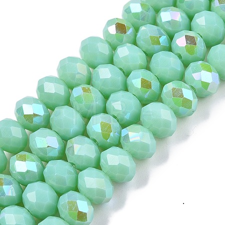 Electroplate Opaque Solid Color Glass Beads Strands EGLA-A044-P8mm-L14-1
