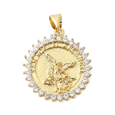 Brass Micro Pave Clear Cubic Zirconia Pendants KK-Z150-22G-06-1