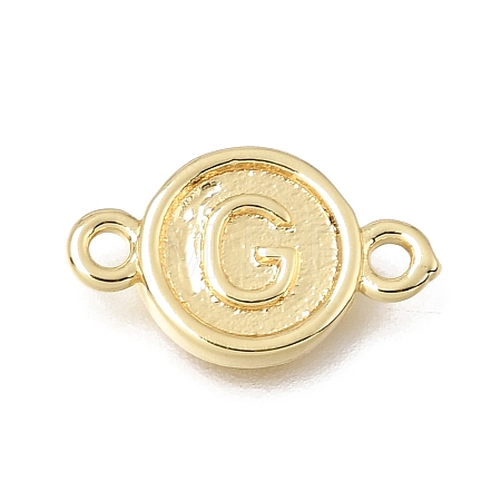 Brass Disc with Initial Links Connector Charms KK-E802-36G-G-1
