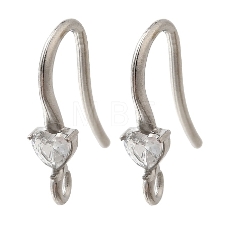 304 Stainless Steel Rhinestone Earring Hooks STAS-D310-01P-03-1