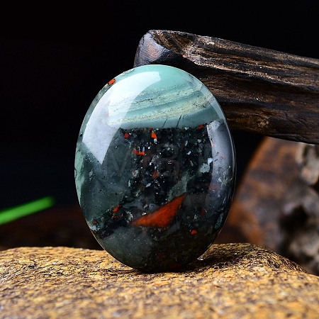 Natural African Bloodstone Oval Palm Stone Massager PW-WG63539-19-1