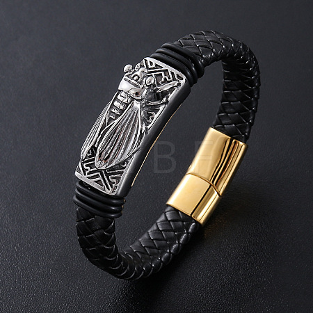 Punk Braided PU Leather Cord Bracelets IC2767-2-1