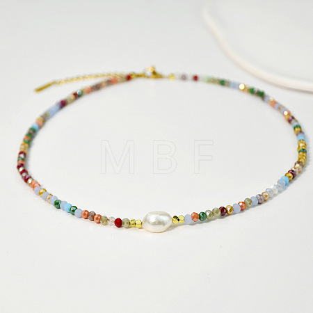 Natural Freshwater Pearl & Glass Beaded Necklaces for Women AC5368-4-1