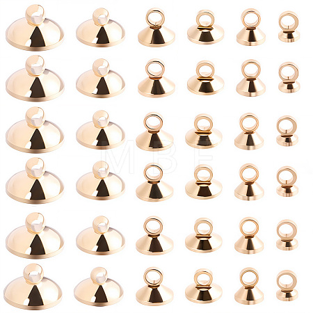 120Pcs 6 Styles Brass Bead Cap Pendant Bails DIY-SP0004-25LG-1