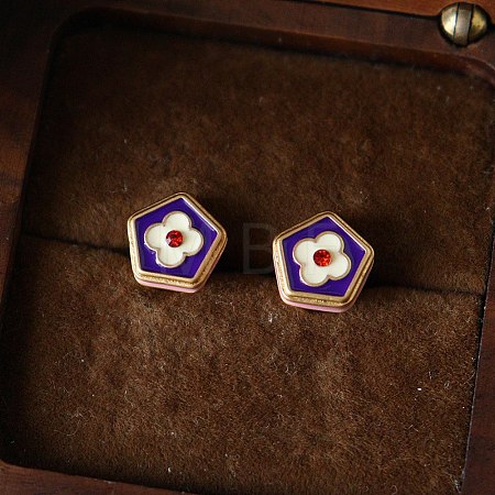 Brass Enamel Stud Earrings for Women WG538DC-02-1