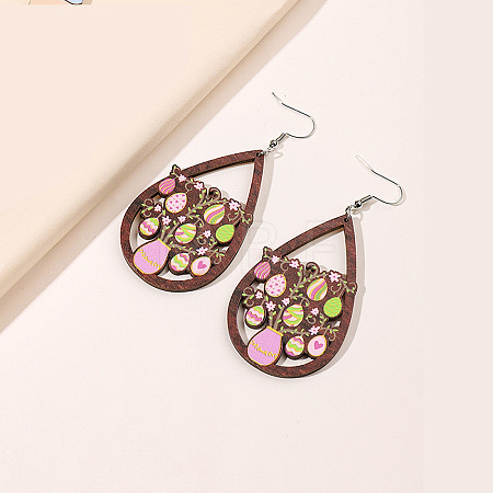 Easter Wood Dangle Earrings FS-WG30599-05-1