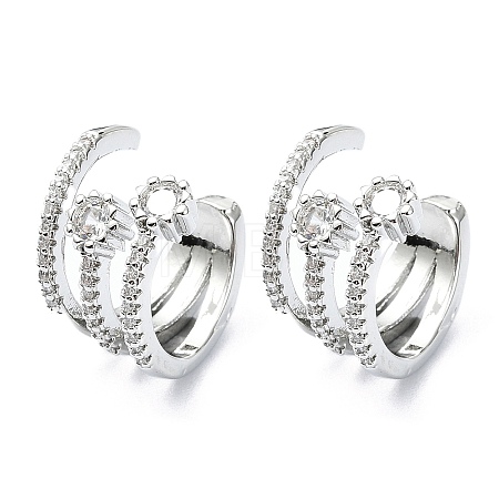 Rack Plating Brass Micro Pave Cubic Zirconia Cuff Earring EJEW-C086-07P-1