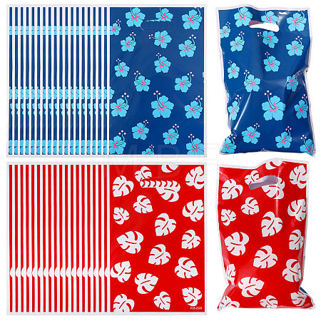 10Pcs Printed Leaf Platic Gift Storage Bags with Die Cut Hole Handles ABAG-WH0048-65-1