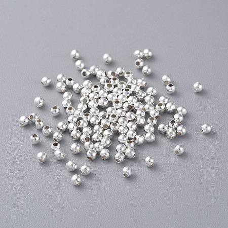 Silver Color Plated Round Iron Spacer Beads X-E004-S-1