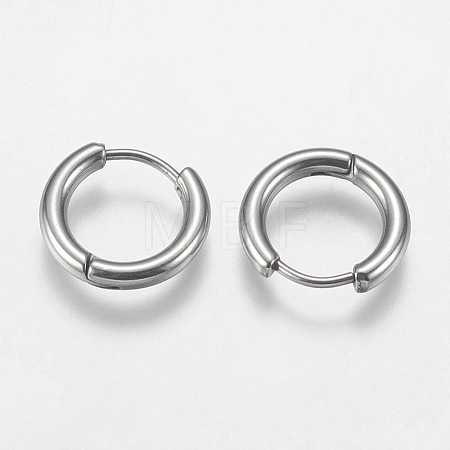 Tarnish Resistant 201 Stainless Steel Huggie Hoop Earrings Findings X-STAS-F149-33P-C-1