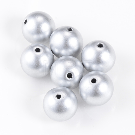 Matte Style Spray Painted Acrylic Beads X-ACRP-S669-6mm-01-1