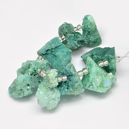 Dyed Nuggets Natural Electroplated Quartz Crystal Beads Strands G-A142-08B-1