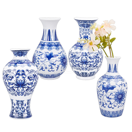 4Pcs 4 Styles Porcelain Artificial Flower Hanging Vase AJEW-OC0005-85B-1