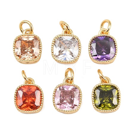 Brass Micro Pave Cubic Zirconia Charms KK-Q085-07G-1