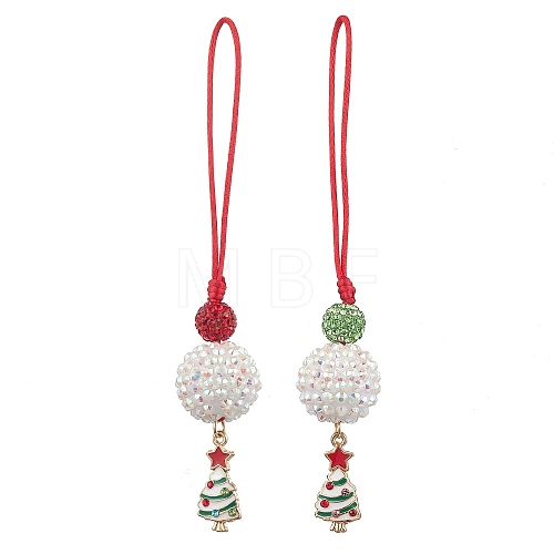 Christmas Tree Alloy Enamel with Rhinestone Pendant Decorations HJEW-JM02097-1