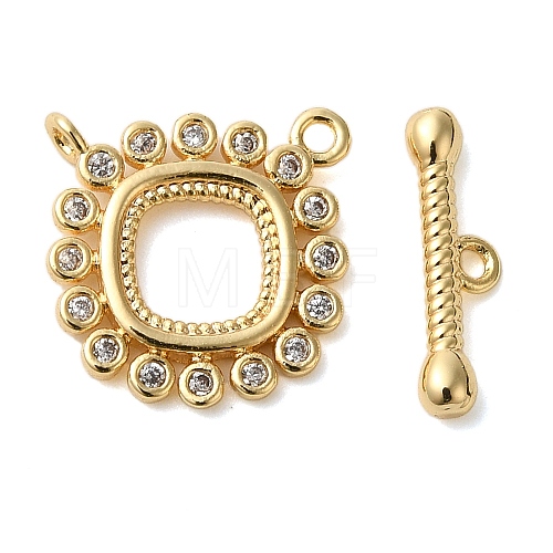 Brass Micro Pave Clear Cubic Zirconia Toggle Clasps KK-N254-68G-1