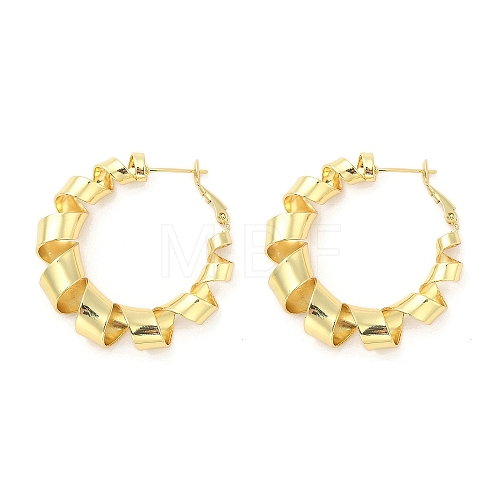 Brass Wrapped Hoop Earrings EJEW-M260-05G-1